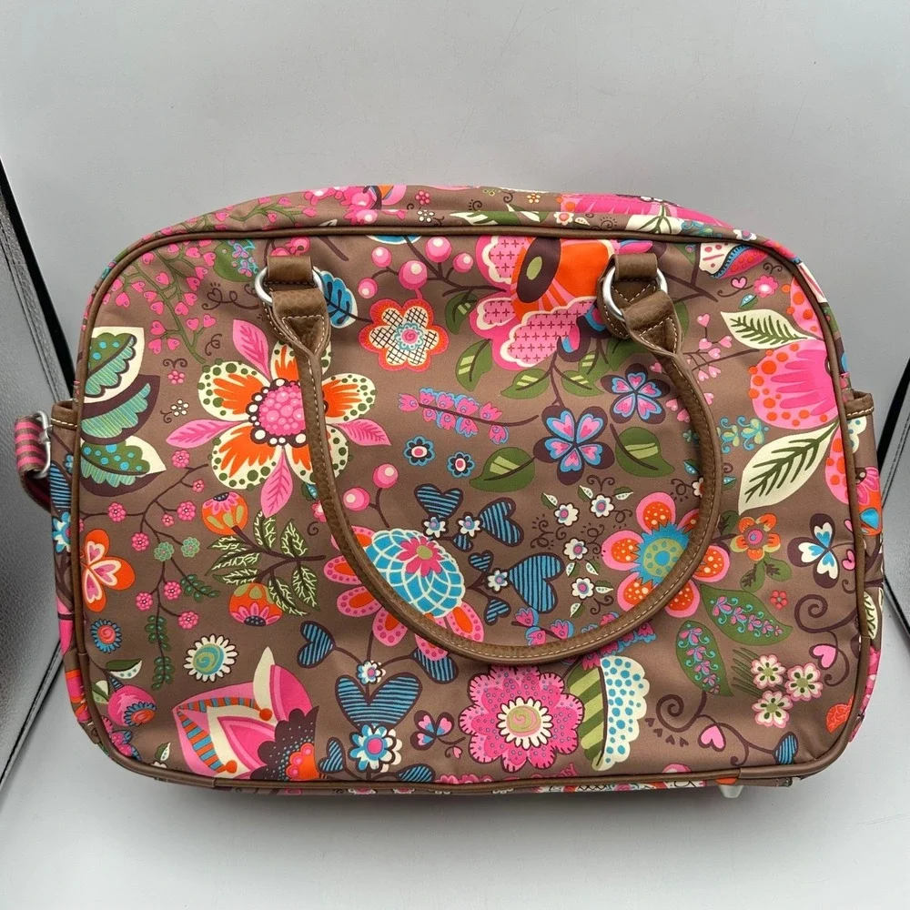 Oilily Carry All Floral Paisley Laptop Travel Bag Wood Brown OCB2203-8100 NWT